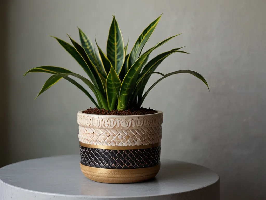 Snake plant in decorative pot
