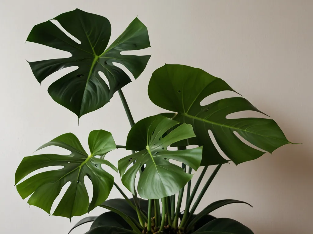 Monstera deliciosa with split leaves